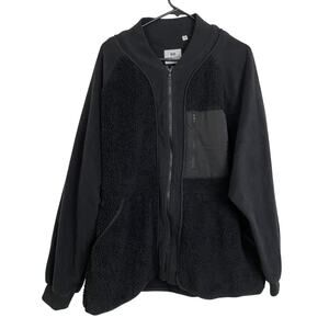 Uniqlo White Mountaineering Fleece Mens Size XL Black Outdoors Full Zip Jacket *